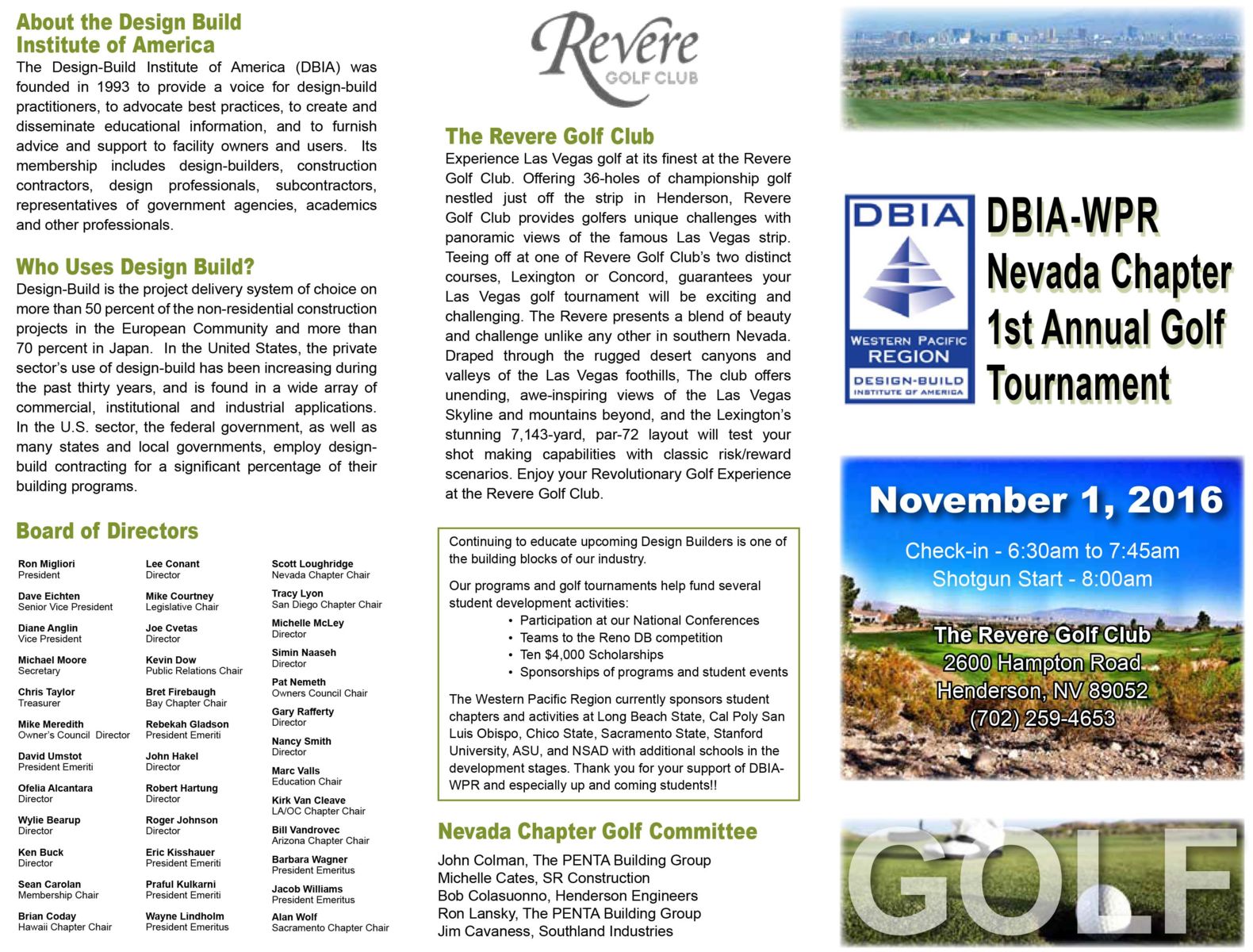 Nevada Golf Tournament Design Build Institute Of America Western