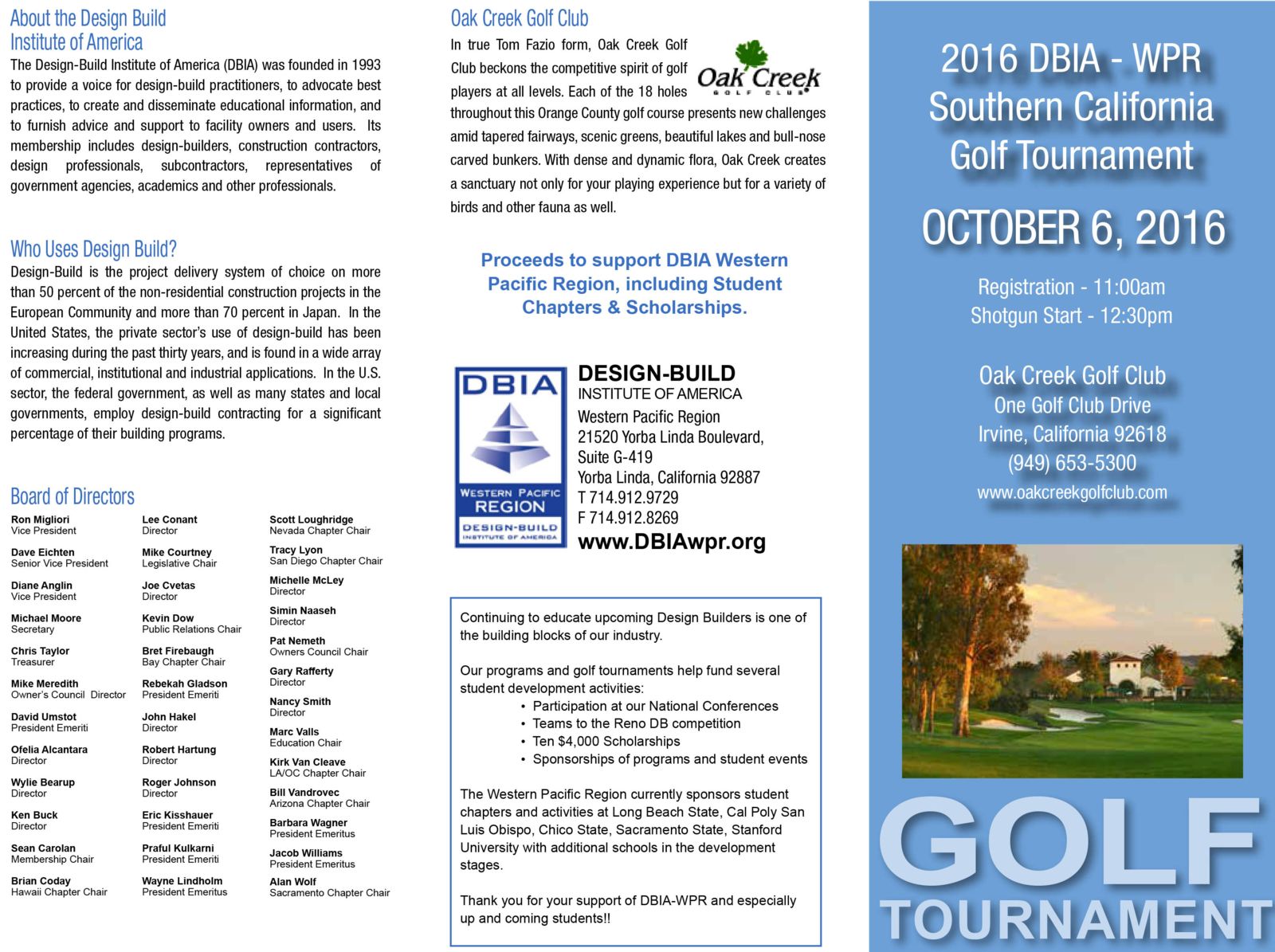So CA Golf Tournament Design Build Institute Of America Western